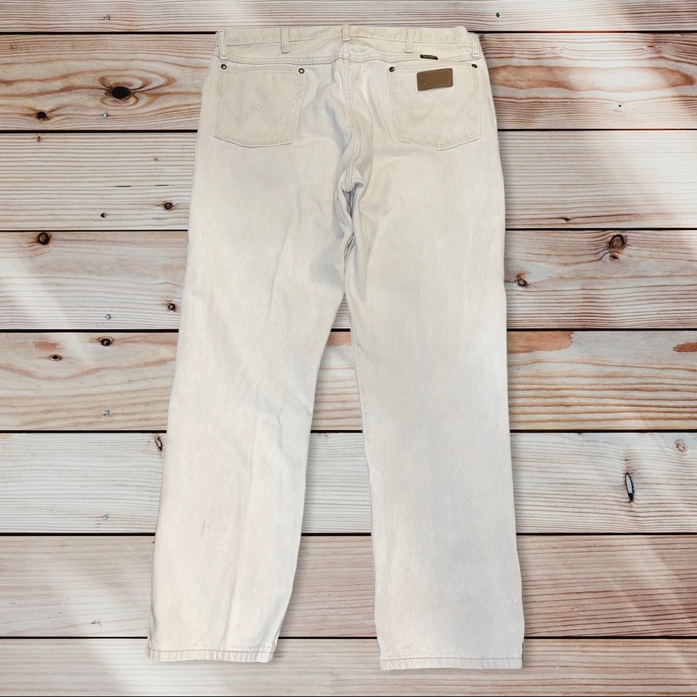 Vtg Wrangler Beige Tan Khaki Rodeo Cowboy Western Denim Jeans 40x32 USA